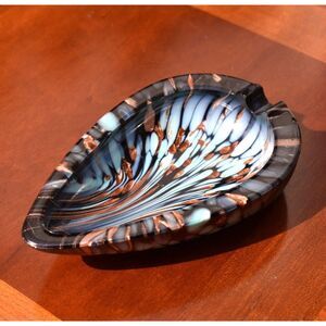 V. Nason Murano Avventurina Art Glass Ashtray Turquoise Copper Aventurine Italy